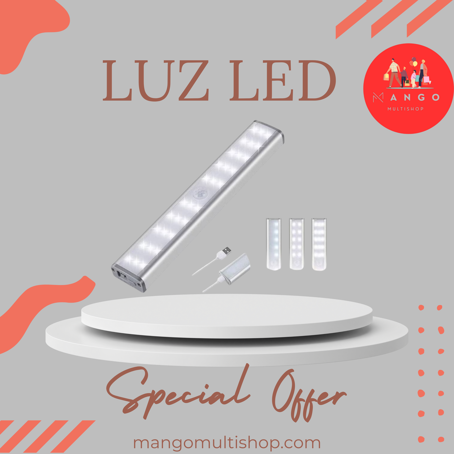 LED Recargable con Sensor de Movimiento